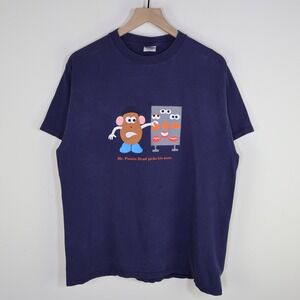 Vintage Mr Potato Head Picks His Nose Navy Blue Delta Pro Weight T-Shirt Mens L